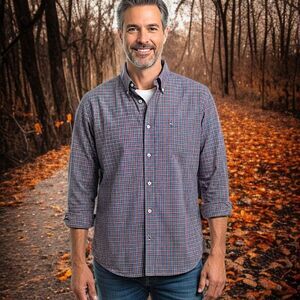 Lacoste Plaid Shirt Mens L 42 Modern Fit Long Sleeve Cotton Preppy Button Down